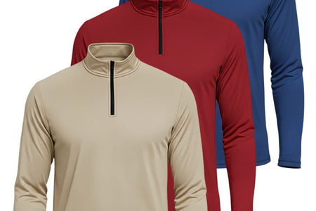 3 Pack: Men'S Dry-Fit Active Quarter Zip Long Sleeve Athletic Performance Pullover (Available in Big & Tall)