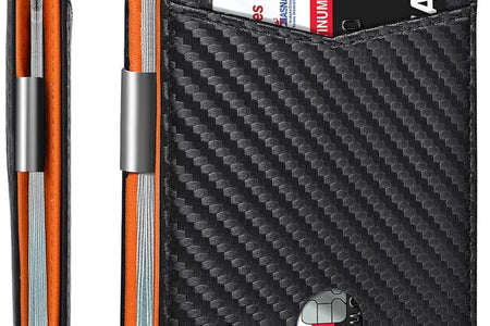 Wallet for Men Slim, Genuine Leather Minimalist Mens Wallet RFID Blocking Credit Card Holder with Money Clip, Best Gift