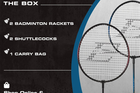 2 Player Badminton Racket Set; 2 Rackets with Steel Shafts, 2 Shuttlecock Birdies