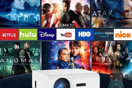 1080P Mini Projector with 5G Wifi and Bluetooth, 240 ANSI, Support 4K, Compatible with Soundbar, 100" Screen Included