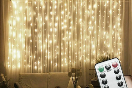 Window Curtain Light,Usb Plug-In Fairy Lights with Remote for Bedroom,Wedding,Christmas(Warm White)