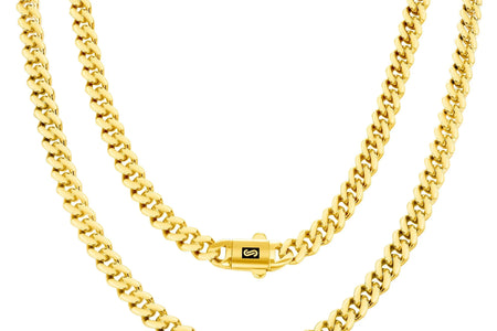 14K Real Yellow Gold Royal Monaco 6Mm Miami Cuban Link Necklace (16"-30") Italian Jewelry for Men & Women