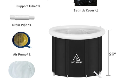 , Black PVC 32" Diameter, Inflatable Bathtub